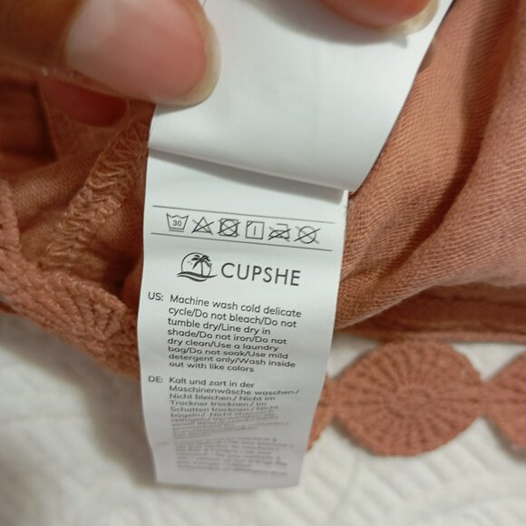 Cupshe Shorts 100% Cotton Womens XS Rust Brown Crochet Trim - Picture 2 of 9